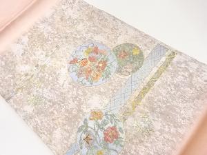 金彩螺鈿ヱ霞に丸文・鴛鴦・草花模様名古屋帯